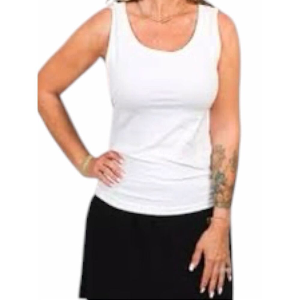FRENCH LAUNDRY White Scoop Neck Stretch Tank Top Size Medium